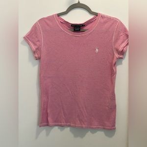Women’s Pink and white striped Ralph Lauren Sport t-shirt Size Large